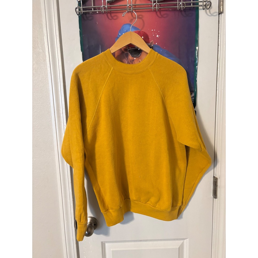 Vintage 80sTultex Mustard Yellow Raglan Sweatshirt Made in USA L